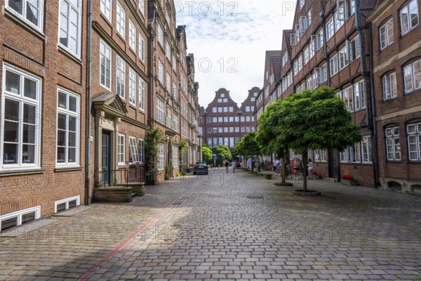 Historic brick buildings in Peterstraße, Komponistenviertel, Neustadt, Hamburg, Germany
