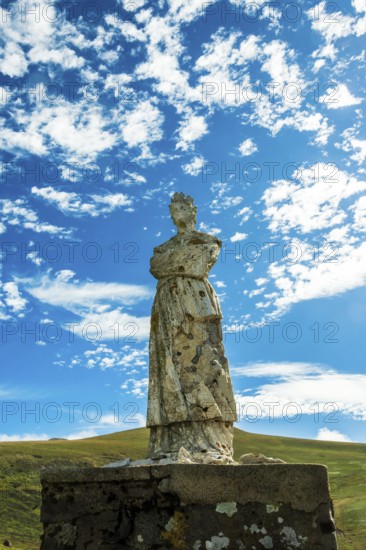 Statue of Virgin Mary. Roc de Courlande in Auvergne Volcanoes Regional Park. Puy de Dome. Auvergne