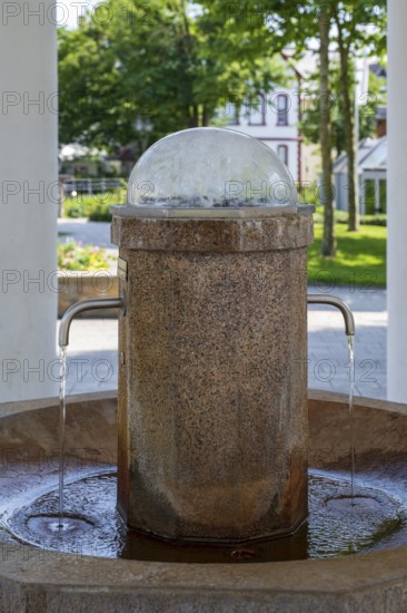 Arminius spring, column with running tap, Bad Lippspringe, climatic spa town, Westphalia, North