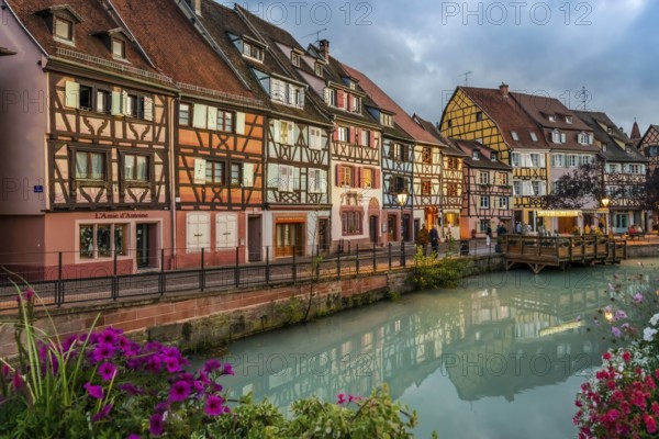 Evening atmosphere in Petite Venise in the old town of Colmar, France
