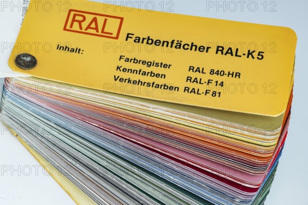 RAL colour fan. RAL colours are standardised colours from the RAL German Institute for Quality