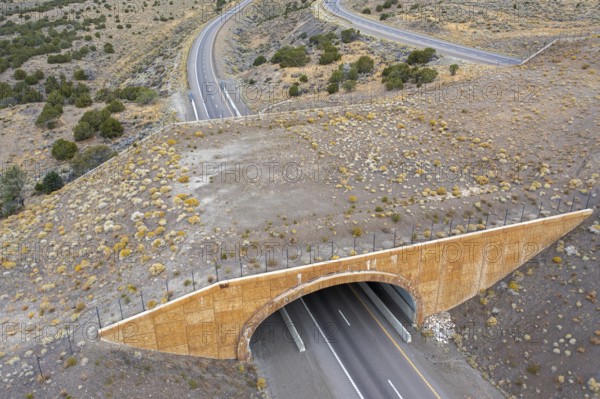 Wells, Nevada - A wildlife overpass on Interstate 80 east of Wells allows elk, deer, mountain lions