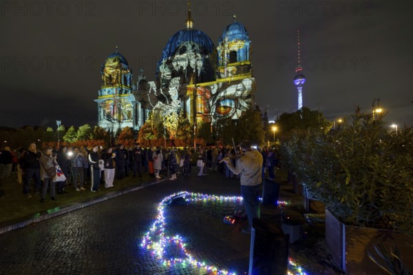 Berlin Cathedral, 21st BERLIN FESTIVAL OF LIGHTS, motto Let's Shine Together, light installations,