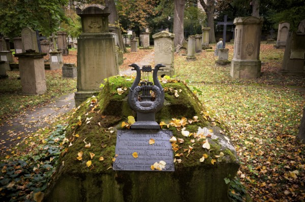 Gravestone, grave of poet and writer Wilhelm Hauff, graves, Hoppenlauf cemetery, oldest preserved