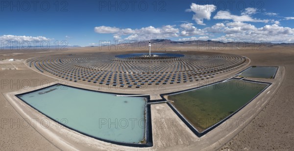 Tonopah, Nevada - The Crescent Dunes Solar Energy Project in the Nevada desert. Ten thousand