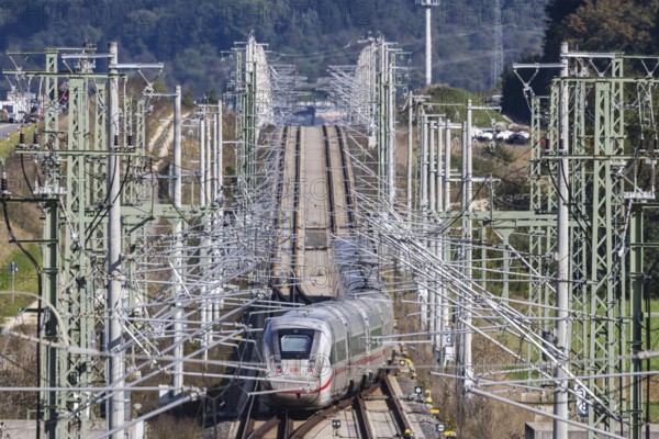 Deutsche Bahn AG high-speed railway line between Stuttgart and Ulm. New railway line with ICE of