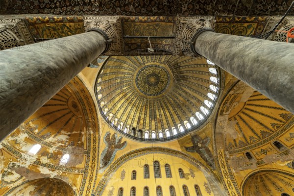 Domes in the interior of today's Hagia Sophia mosque or Church of St Sophia, former Byzantine
