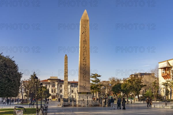 The Ancient Egyptian Obelisk of Theodosius or Obelisk of Istanbul and the Column of Constantine or