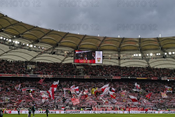 VfB Stuttgart, Cannstatter Kurve, fan block, fans, fan curve, flags, flags, atmosphere, atmospheric