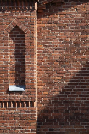 Brick wall, brick, former paper mill for the production of groundwood pulp board, UNESCO World