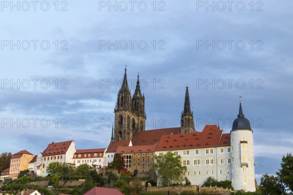View of Albretsburg Castle and Meissen Cathedral, St. Johannis and St. Donatus, Old Town, Meissen,