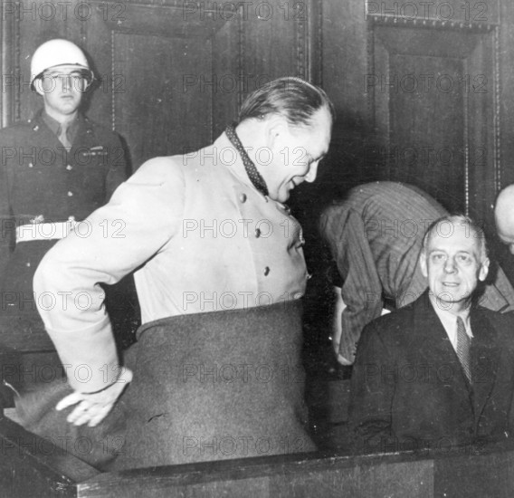 Nuremberg Trials, main war criminals, the defendants Herman Göring, and on the left van Ribbentrop,