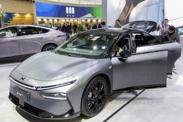 Munich, Germany - 10.9.2025: An Xpeng P7+ from the Chinese car manufacturer Xpeng during the IAA