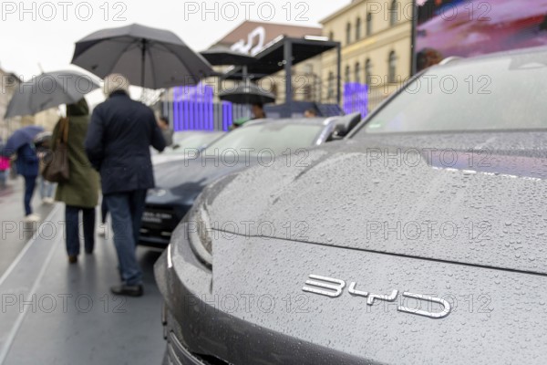 Munich, Germany - 10.9.2025: Electric cars from Chinese car manufacturer BYD during the IAA Open