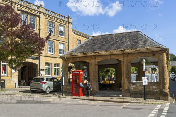 The Market House historic build in town centre, Ilminster, Somerset, England, UK