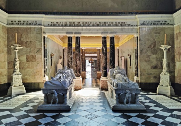 Charlottenburg Mausoleum with the marble sarcophagi of Emperor Wilhelm I and Queen Luise,