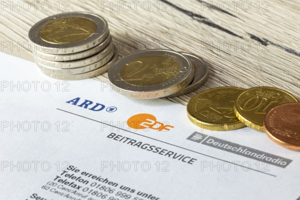 Symbolic image of the licence fee: close-up of a letterhead with the ARD, ZDF and Deutschlandradio