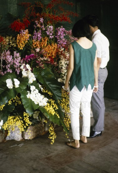 Vistors to the 1965 Orchid Show, Singapore Turf Club, Singapore, Southeast Asia, 1965