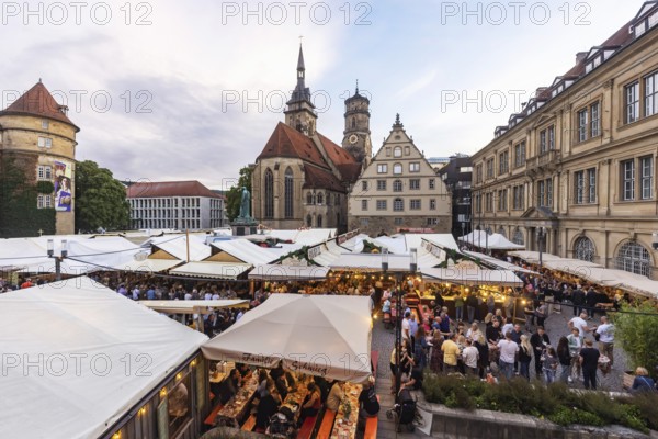 Stuttgart wine village, wine festival on Schillerplatz and Marktplatz in the centre of the state