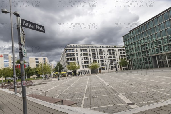Pariser Platz. Modern architecture in the European quarter. The square heats up very much in summer