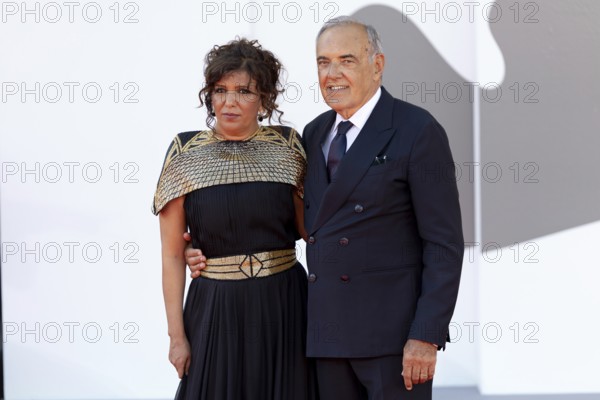 Venice, Italy - 3 September 2025: Kaouther Ben Hania and Alberto Barbera during the Red Carpet of -