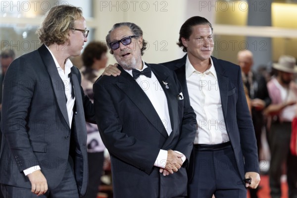 Venice, Italy - 3 September 2025: Olmo Schnabel, Julian Schnabel, Vito Schnabel during the Red