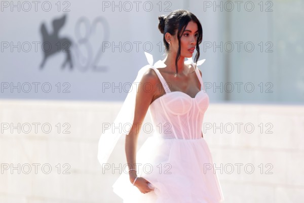 Venice, Italy - 3 September 2025: Ahlam El Brinis during the red carpet of - The Voice Of Hind