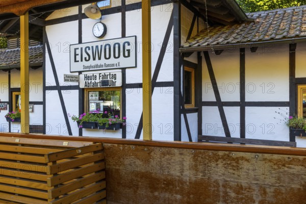 Swamp forest railway, historic railway station, Eiswoog, Ramsen, Pfläzerwald, Rhineland-Palatinate,