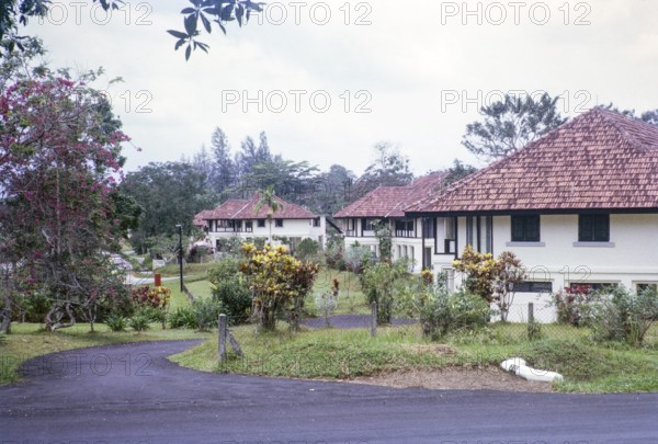 British colonial architecture of residential military buildings, Sembawang naval base, Singapore,