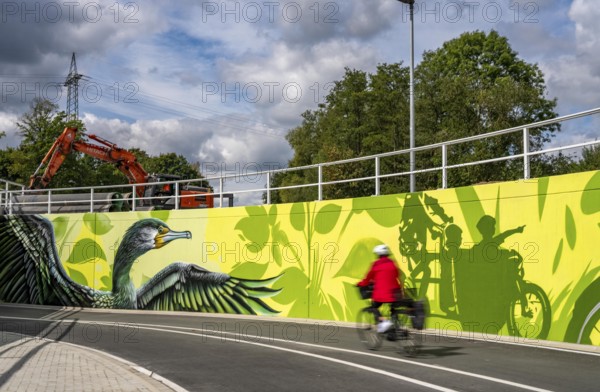 New bicycle tunnel at the junction of the B51 and Warendorfer Straße, in Münster, a bicycle and