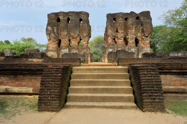 Ruins of the seven storied Royal Palace Vijayotpaya, Polonnaruwa ruins of the garden-city created