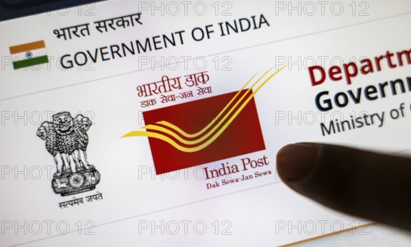 New Delhi, India – August 23, 2025: In this photo illustration, the India Post logo is seen on a