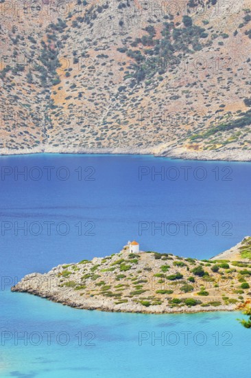 Panormitis bay, high angle view, Panormitis, Symi Island, Dodecanese Islands, Greece