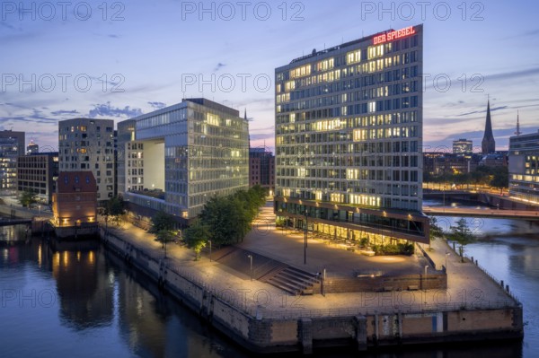 Aerial view of the Spiegel building at Ericusspitze in Hamburg's HafenCity in the Brooktorkai