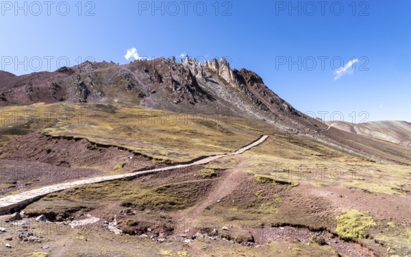 Stone forest of Palcoyo, hiking trail to the rainbow mountain Palcoyo, in the Peruvian Andes,