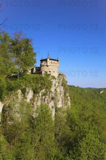 Augustenturm, cannon tower, Lichtenstein Castle, fairytale castle of Württemberg, romantic
