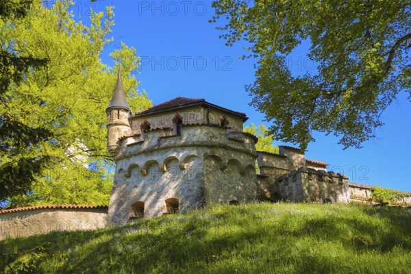 Lichtenstein Castle, fairytale castle of Württemberg, romantic fairytale castle on the eaves of the