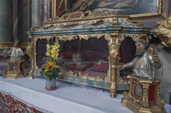 Reliquary sarcophagus of St Urbanus, catacomb shrine, Abbey Church of the Assumption of the Virgin