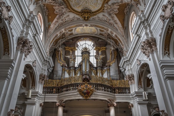 Organ loft, the organ is from 1725, Abbey Church of the Assumption of the Virgin Mary, Rohr, Lower