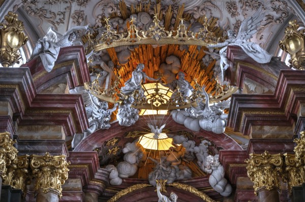 Detail of the chancel with the Assumption of the Virgin Mary, a work by the Asam brothers built