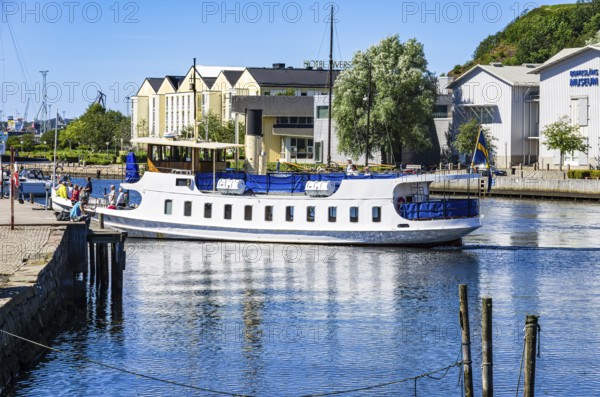 The MS Sunningen, an archipelago boat, docks in the guest harbour of Uddevalla, Bohuslän, Västra