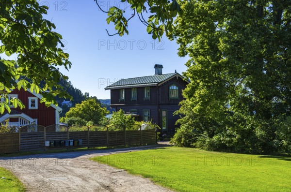 Historic building structures of Gustafsberg, a former spa and bathing resort on the Byfjord in