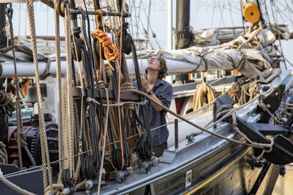 Detroit, Michigan - 9 August 2025 - Four schooners visit Detroit for the Sail Detroit Festival. A