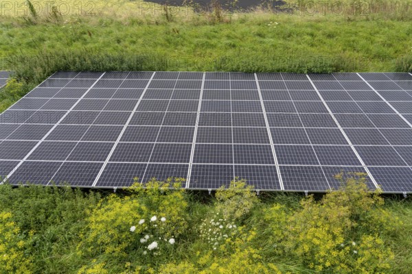 Solar park on the Slaperdijk dyke near Eemshaven, test project, 17, 000 solar modules were