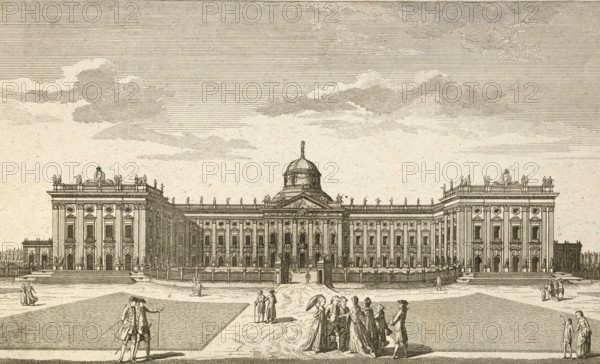 Royal Palace near Potsdam, main façade, Germany, around 1880, digitally restored reproduction of a