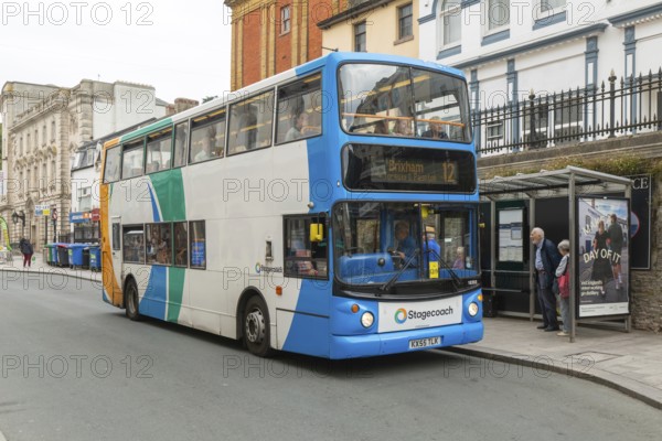 Dennis Trident Alexander ALX400 bus, Stagecoach double-decker service route 12 to Brixham, Torquay,