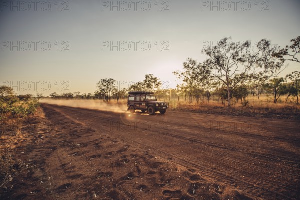 Outback Australia Land Rover Dust Cloud, Australia