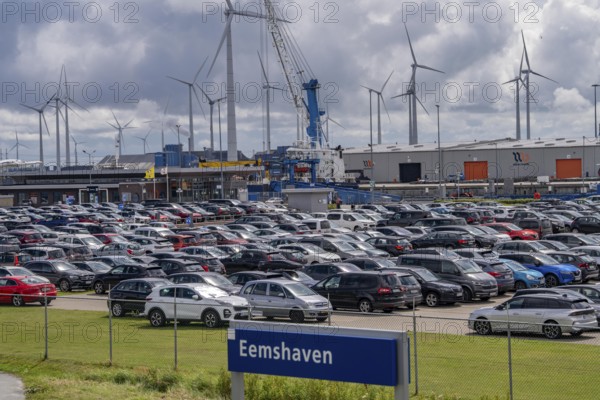 Car park at the ferry port of Eemshaven, in the Ems estuary ferry to the German North Sea island of
