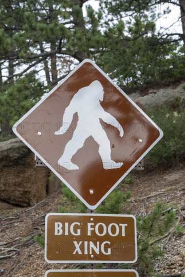 Colorado Springs, Colorado - A sign on the highway leading to the summit of Pikes Peak announces a