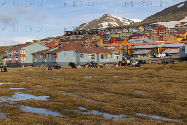 Colourful wooden houses, Longyearbyen, Spitsbergen, Svalbard